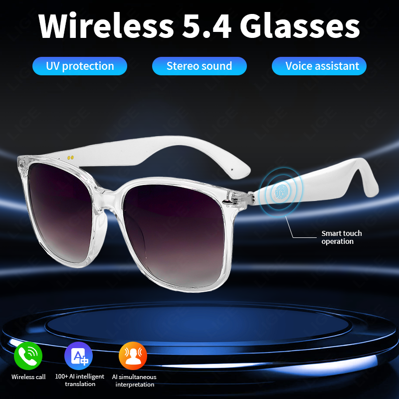 LIGE AI Smart Glasses UV-resistant running baseball sunglasses cycling glasses Wireless call music control Outdoor glasses Waterproofing in life