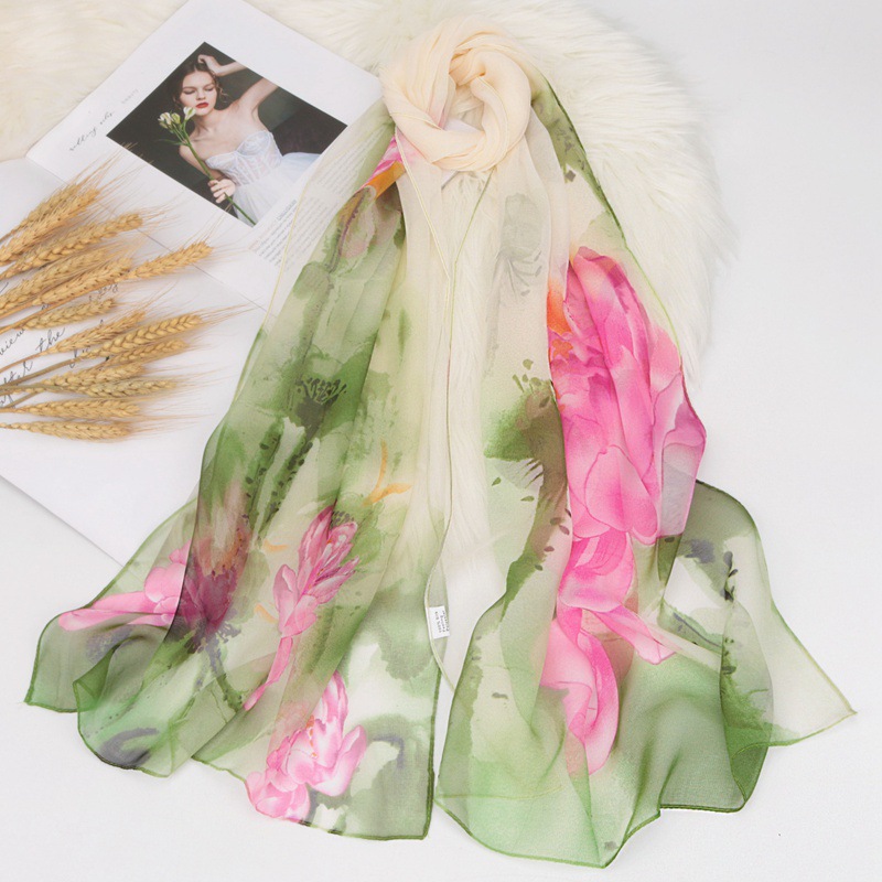K1286 Chiffon solid color silk scarf spring and summer beach sunscreen towel all-match large shawl dance party scarf