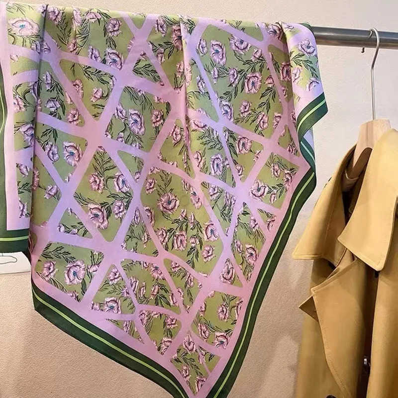 2025 Luxury Silk Skinny Scarf Bag Handle Ribbon Ladies Little Cat Print Headband Small Hair Scarves Band Female Handkerchief M250709