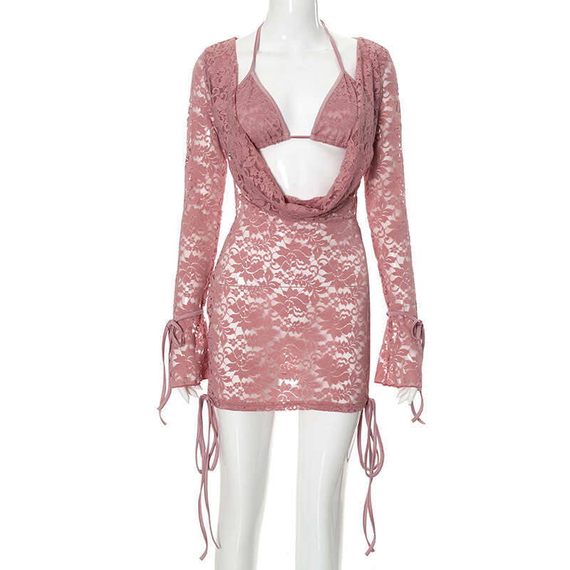 Women's Clothing Autumn Winter New Sexy Lace Hot Girl Party Dress B5