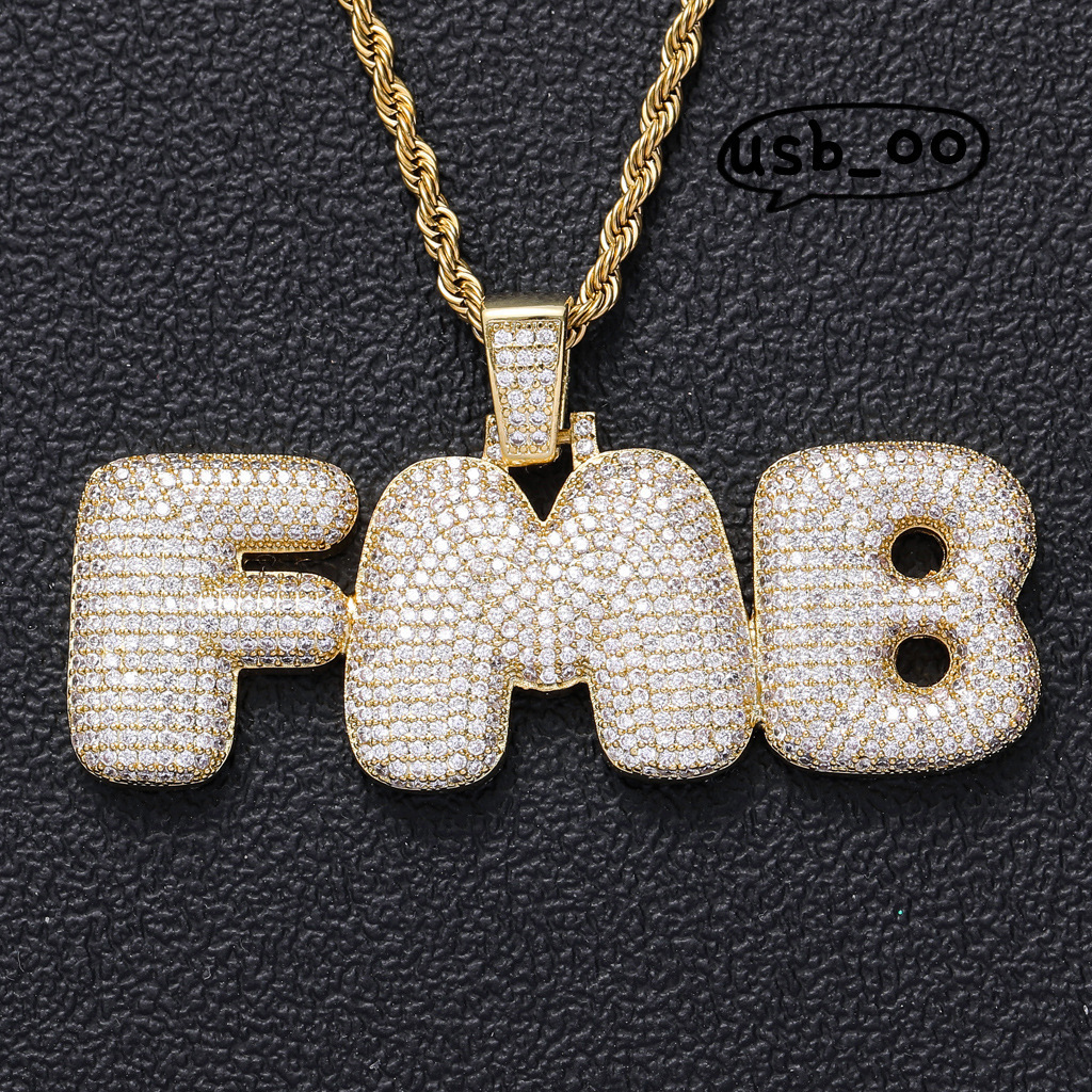 Pendant Pendant Letter Custom Hiphop Jewelry Hip Hop 925 Sterling Silver VVS Moissanite Diamond Number Name Initial Pendant