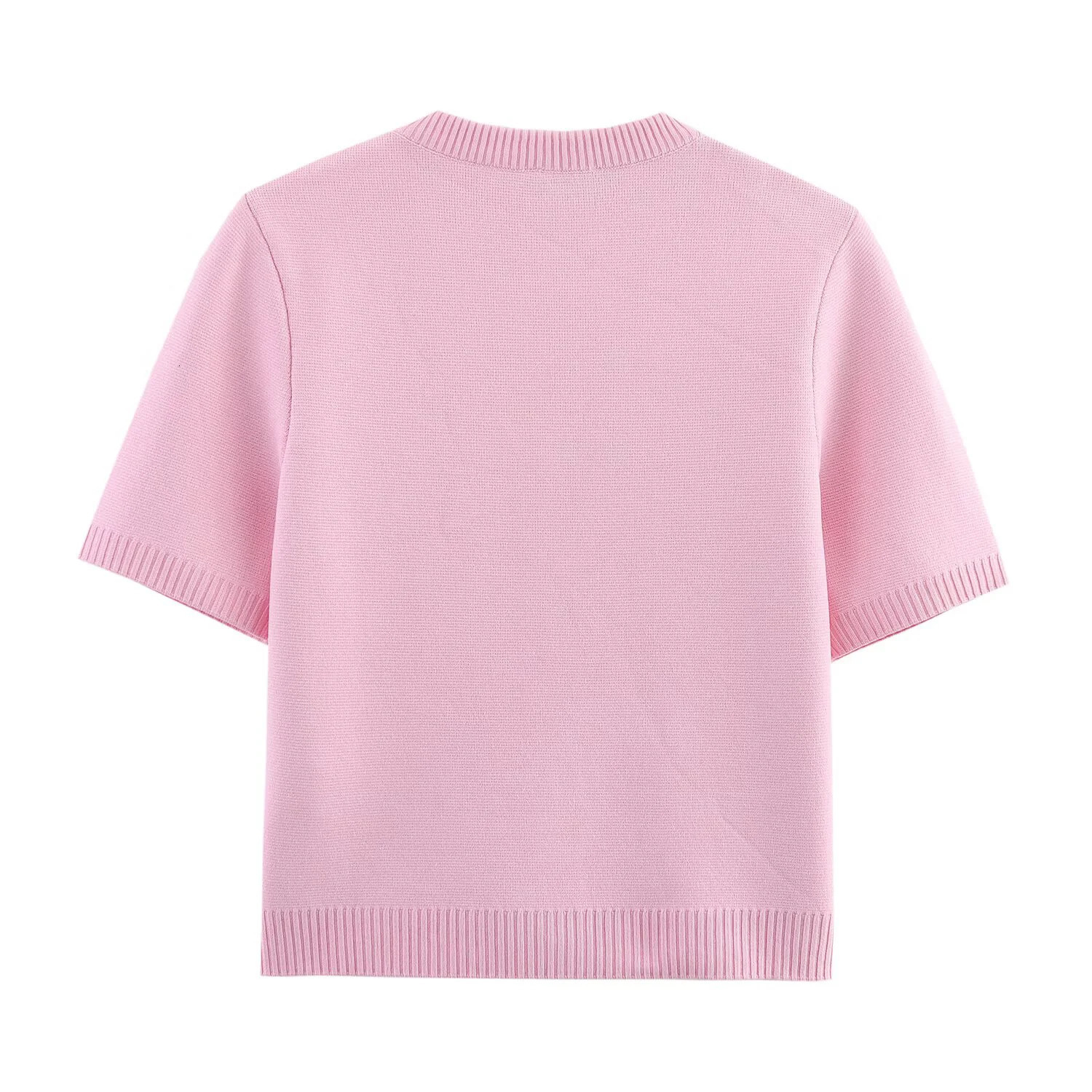 Spring And Summer Womens Short Sleeved Simple Fashion Style Knitted Cardigan Coat 250709