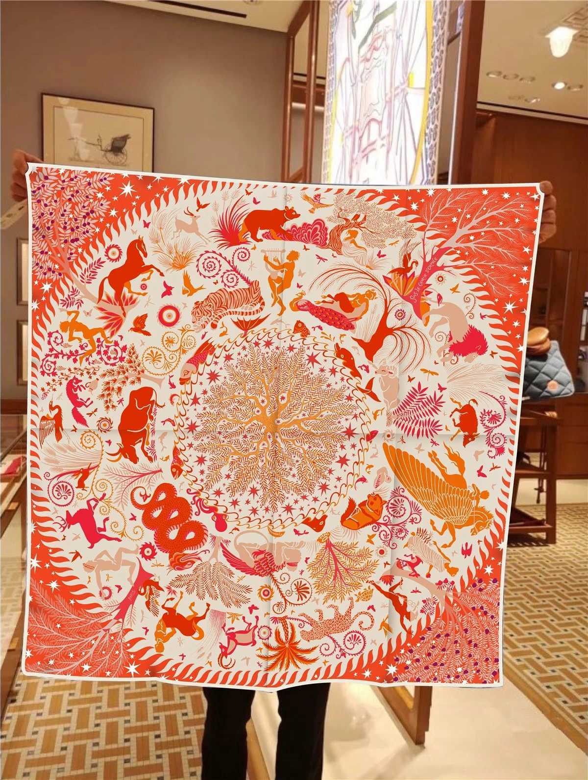 90cm Animal Horse Twill Silk Scarf Fashion Shawl Luxury Brand Square Scarf Women Hijab Bandana Foulard Neckerchief Head Scarves M250709