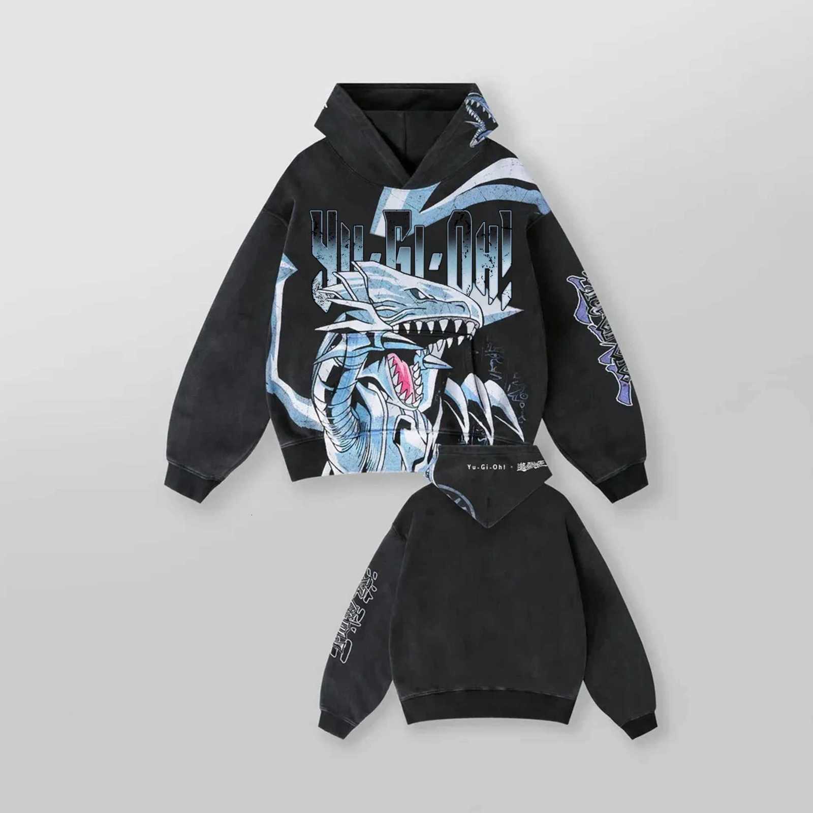2K Blue Eyes White Dragon Graphic Hoodies Men Grunge Streetwear Sweatshirt Tops Oversized Hoodie Gothic Harajuku Men Clothing y250709