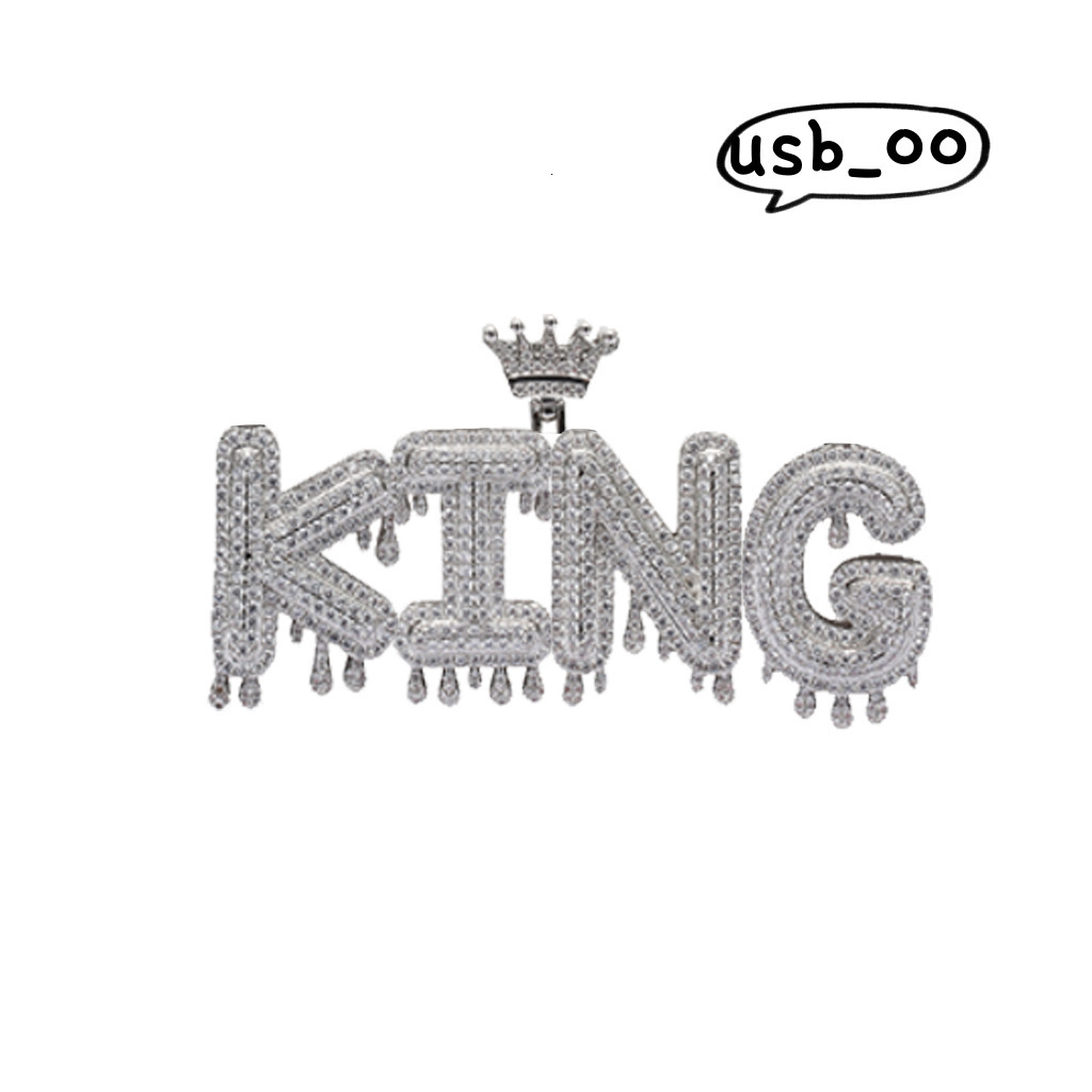Diamond Custom 925 Silver Mozambican Lettering Necklace Crown Drop Lettering with Custom GRA Certificate