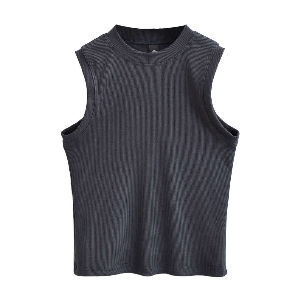 American Kardashian Same Style Wide-Edge Sleeveless Top For Women, Solid Color Slim Fit Slimming Tight Short Vest B5