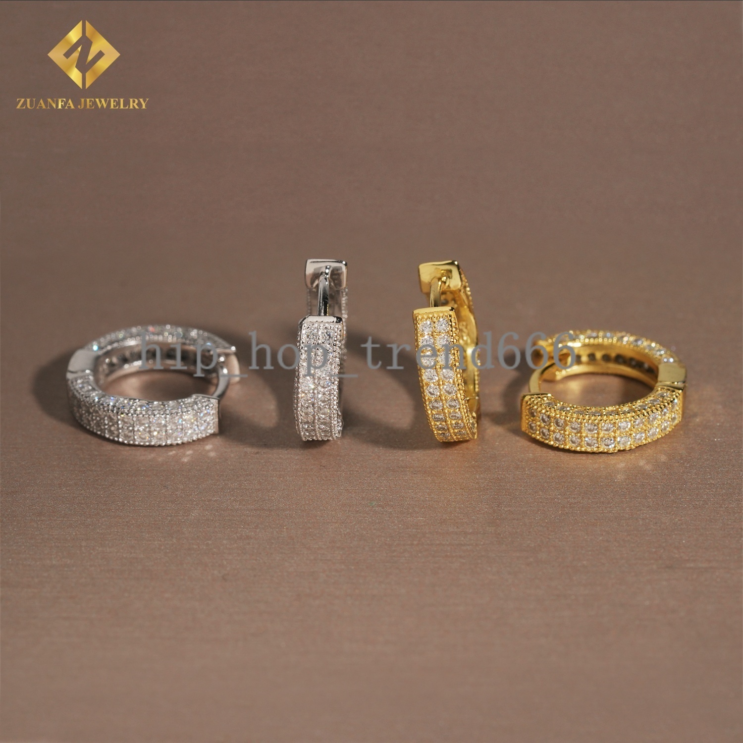 USA Local Stock Rapper Hoop Cluster Diamond Earring Solid 925 Silver VVS Moissanite Iced Out Earrings Pass Diamond Test