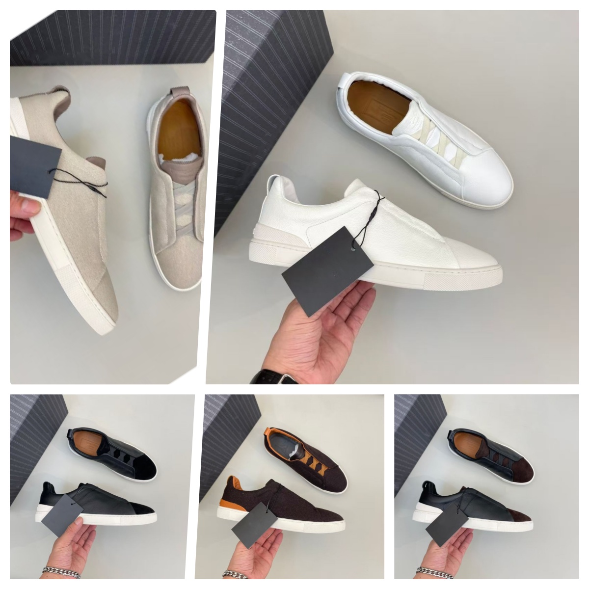 high version ermegiI dozegas z egna Men's trues Soft leatherss slipperss athletic casual shoess Lightweight lefu shoeses 38-47