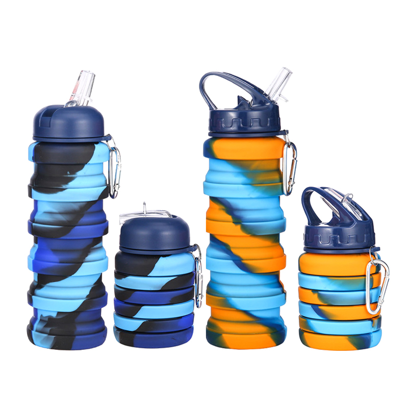 Cup Outdoor Travel Climbing Bicycle Camouflage Foldable Kettle Fitness Sports Water Bottle Silicone Collapsible Drinking Z260202