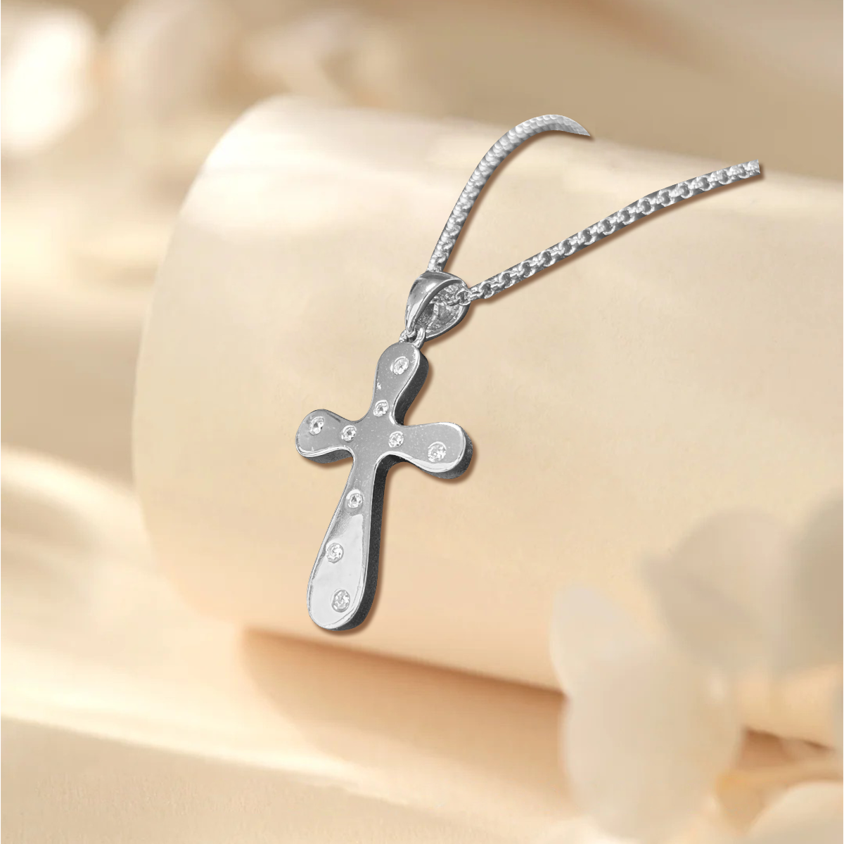 925 silver inlaid with high-quality shiny zircon white gold pendant necklace