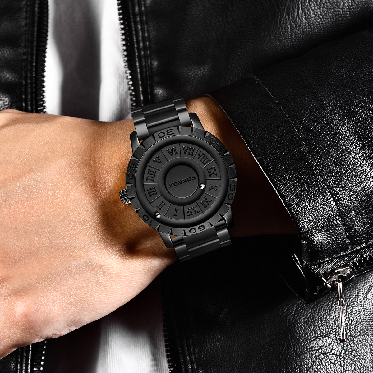 LIGE brand magnetic ball suspension cool men's watch black technology sense creative personalized waterproof fashion watch Local warehouse