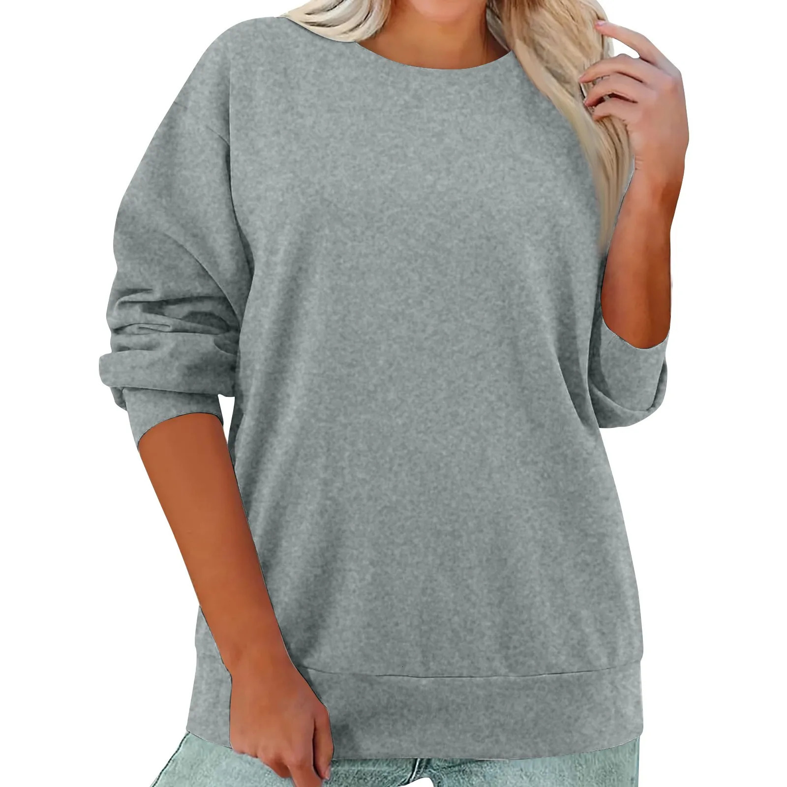Womens Pullover Round Neck Long Sleeve Casual Solid Sporty Daily Wear Spring Summer Sweatshirts 250709