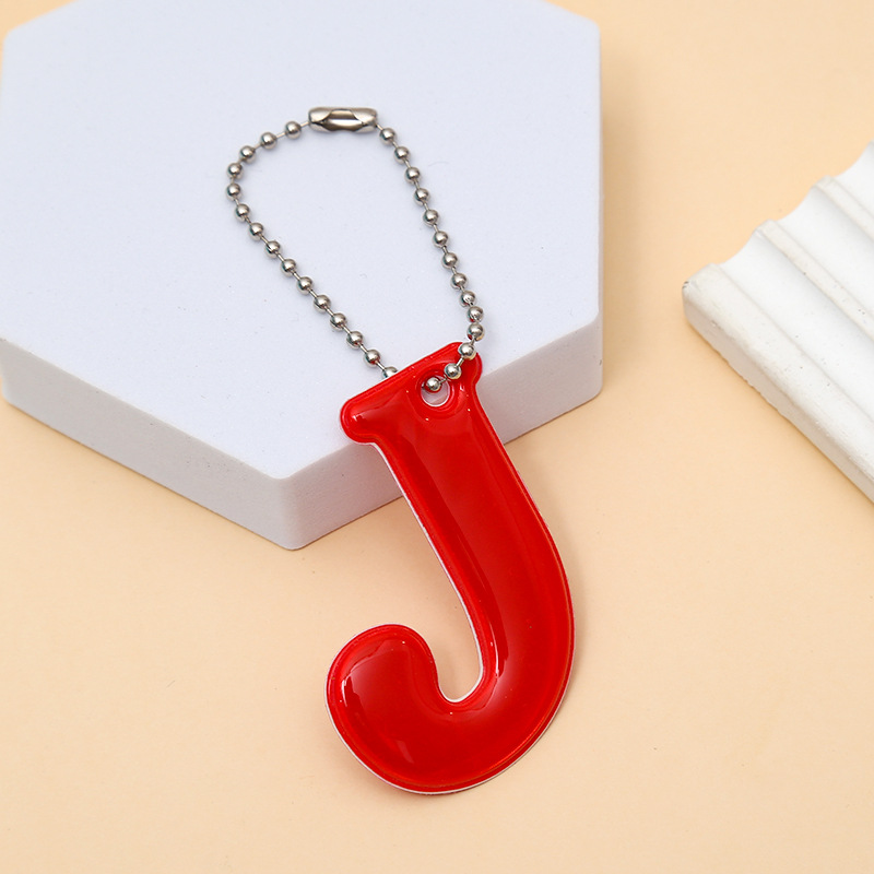 J Letter Shaped 12 Color Reflective Warning Pendant PVC Cycling Backpack Decorative Pendant with Reflective Effect at Night