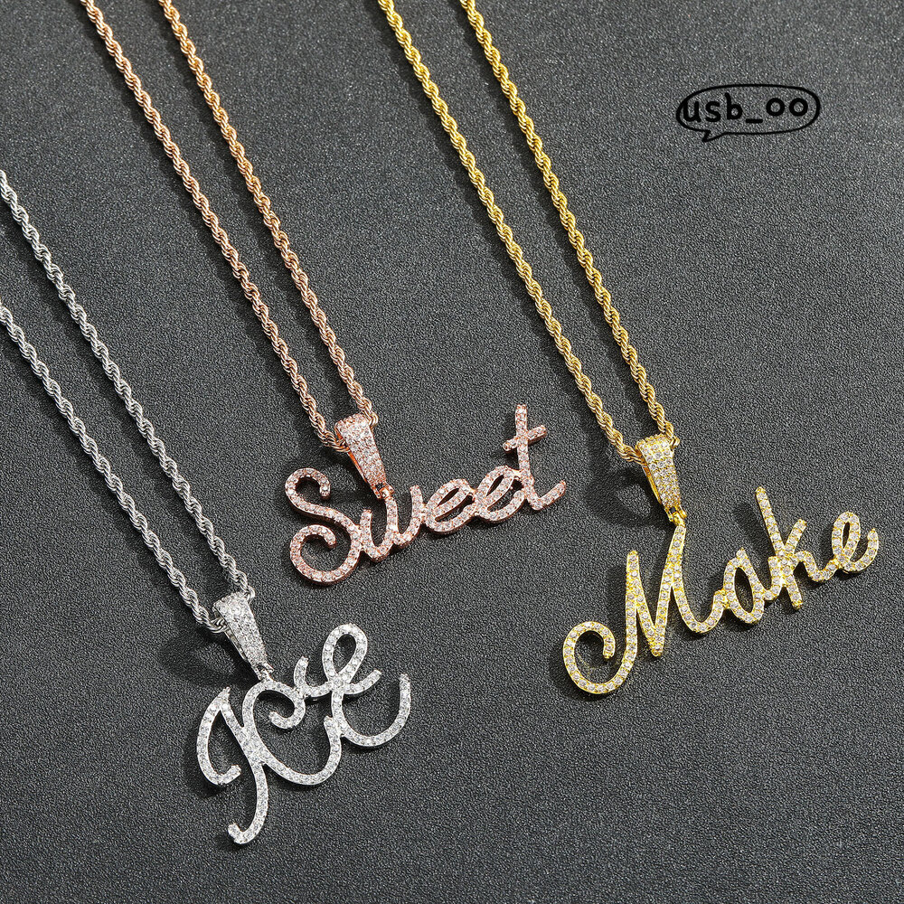 Name Customized Letter Splicing Copperplate Pendant Necklace Personalized DIY Fashion Alphabet Pendants Couple Hip Hop Jewelry