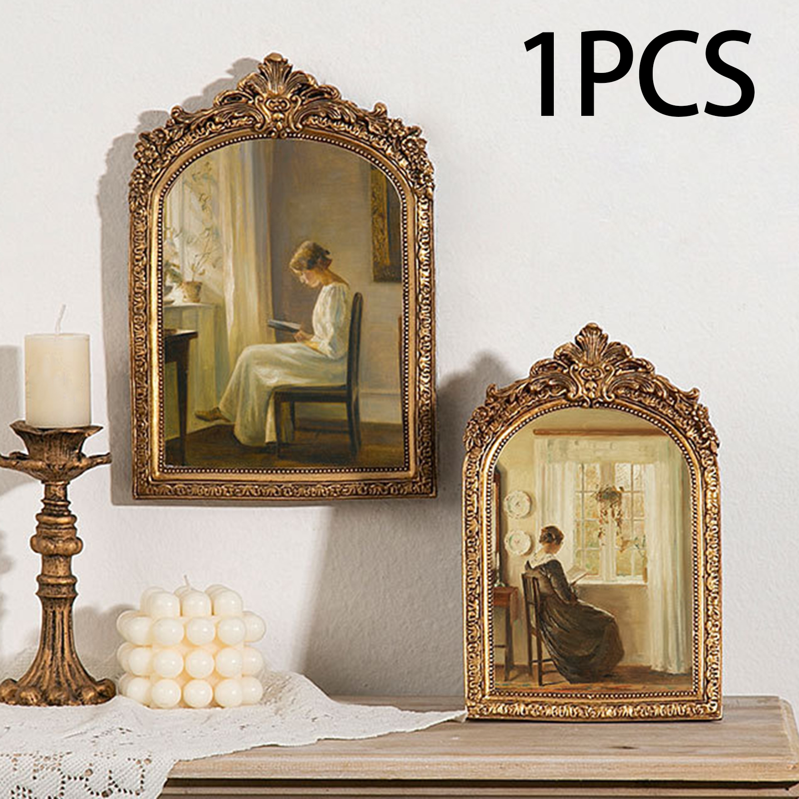 European Style Frame Photo Embossed Floral Tabletop Hanging Display Picture Holder Home Decor H260306