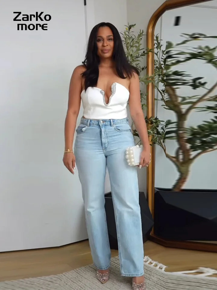 Sexy Rhinestone Mini Skirt Sets Women Strapless Vneck Backless Tube Vest Tops Hip Package Skirts Summer 2 Piece Outfits 250709