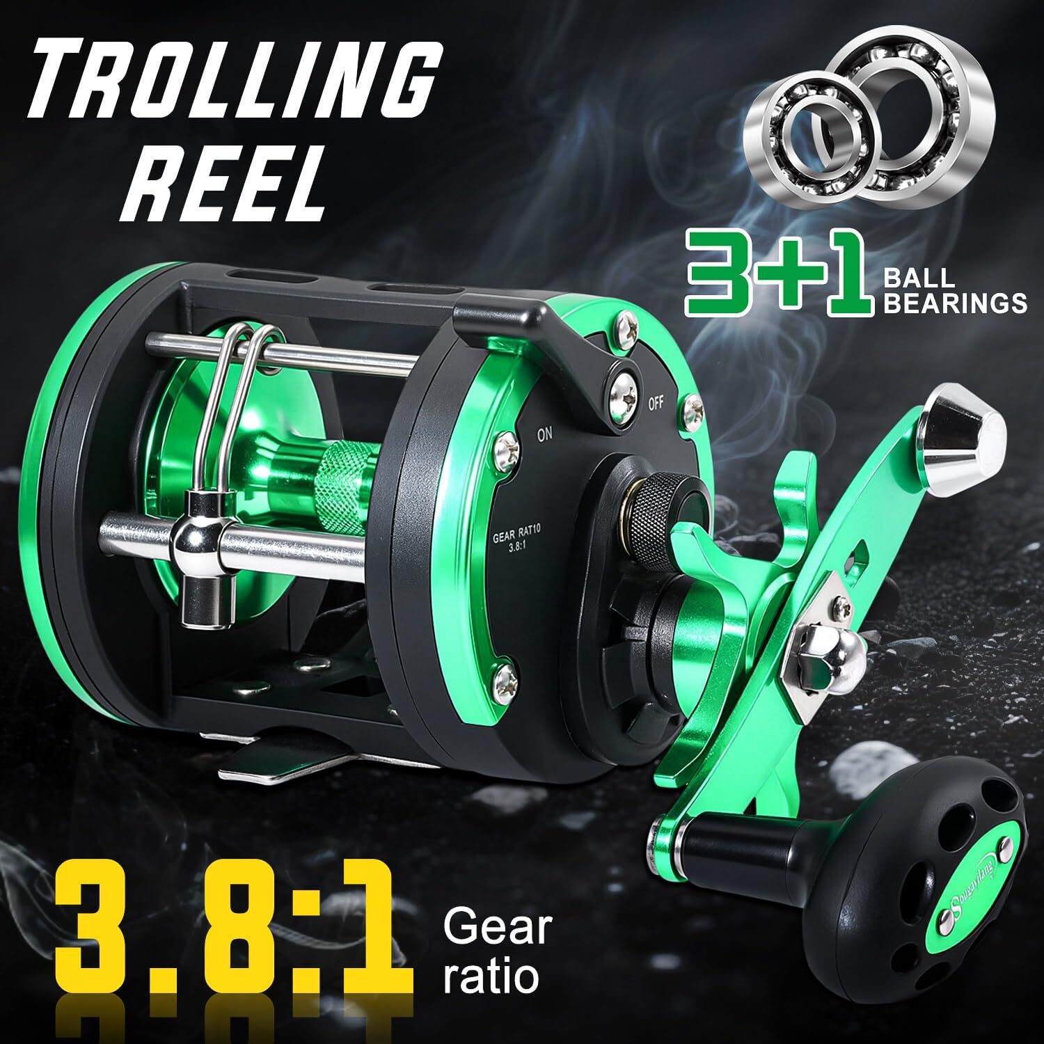 Sougayilang Round Baitcasting Reel, Perfect Traditional Reel Wind Horizontal Brake System, Suitable for Catfish with Drag Power of 25 lbs (Approximate