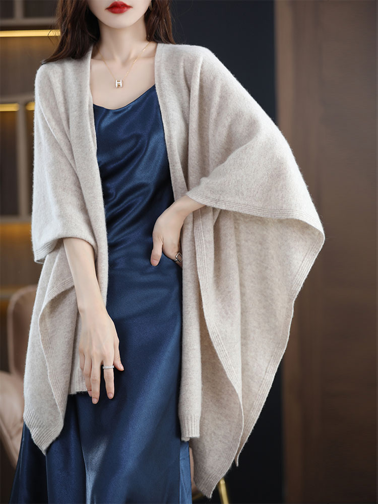 New 100% Merino Wool Women Cardigan Sweater Batwing Sleeve Large Shawl Loose Cashmere Knitwear Autumn Winter Soft Warm Tops