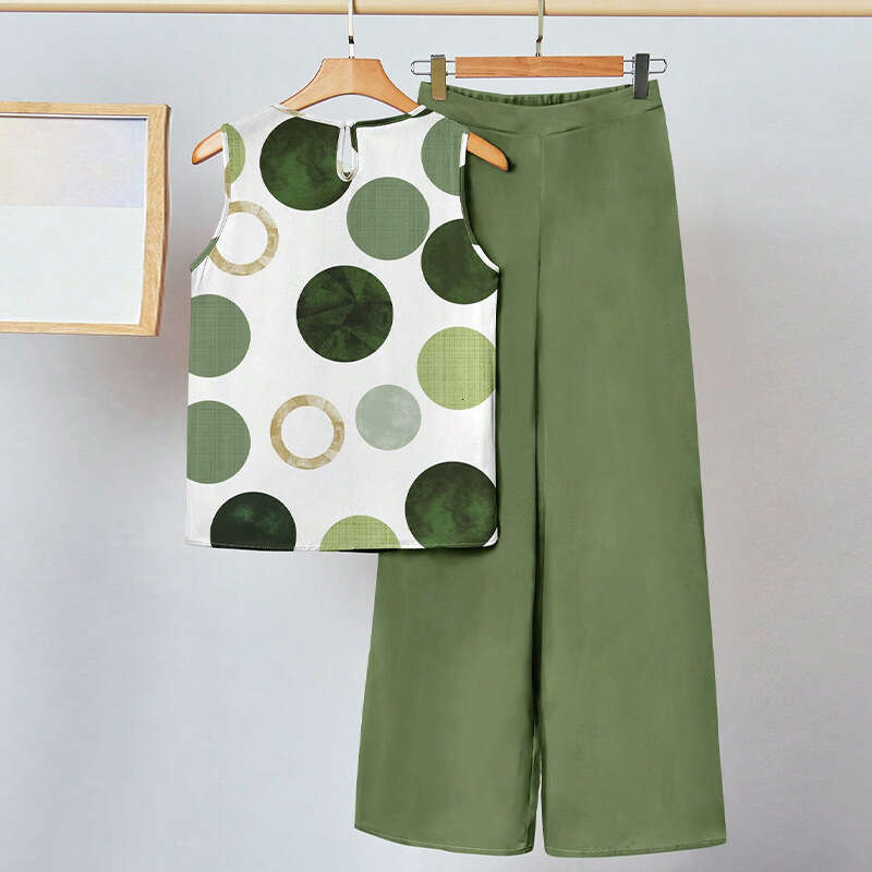 Summer Women's Two-Piece Set: Tank Top And Straight-Leg Casual Pants B5