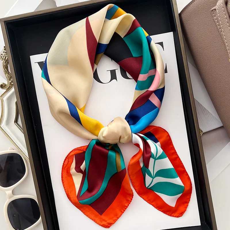 2025 Fashion Luxury Brand 70cm Silk Square Scarf Women Satin Shawl Wrap Hijab Scarf Neck Tie Female Hair Bandana Headscarf M250709