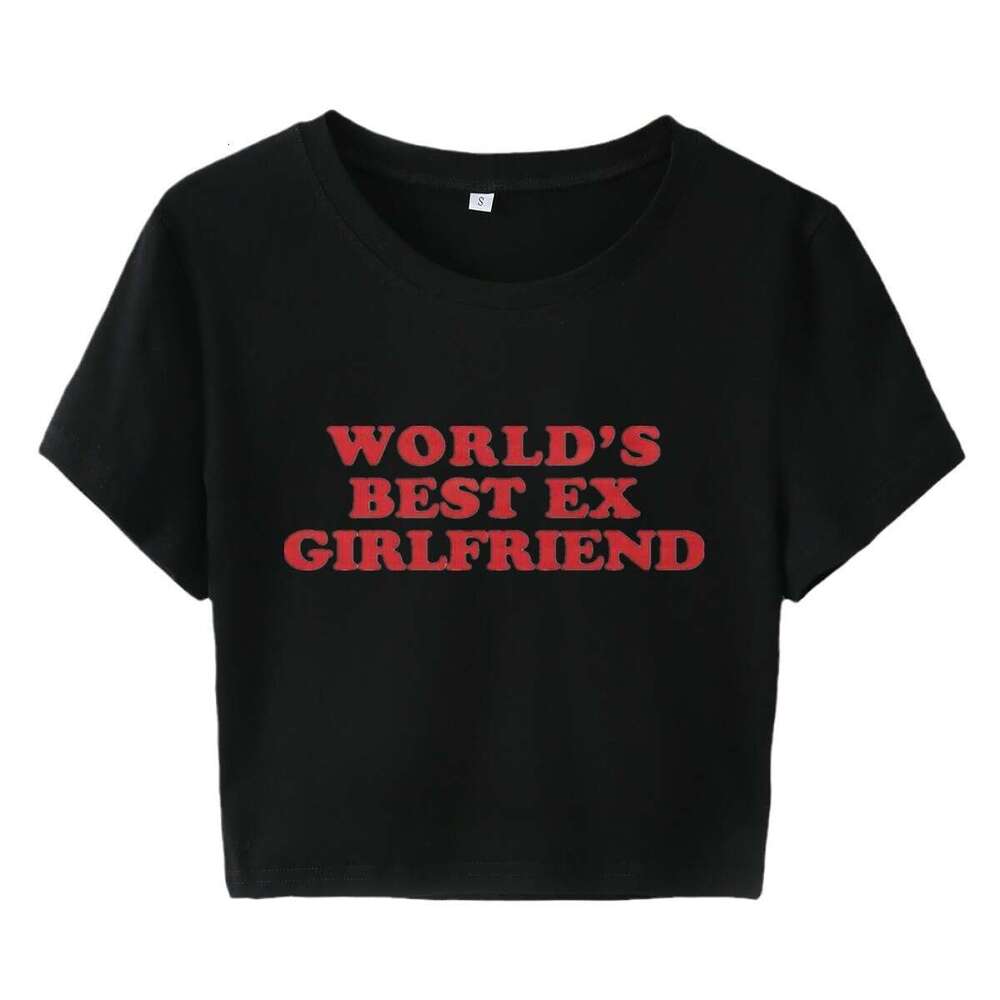 Women's Clothing Personality Style Letter Print Baby Tee Crop Top Short Sleeve T-Shirt B5