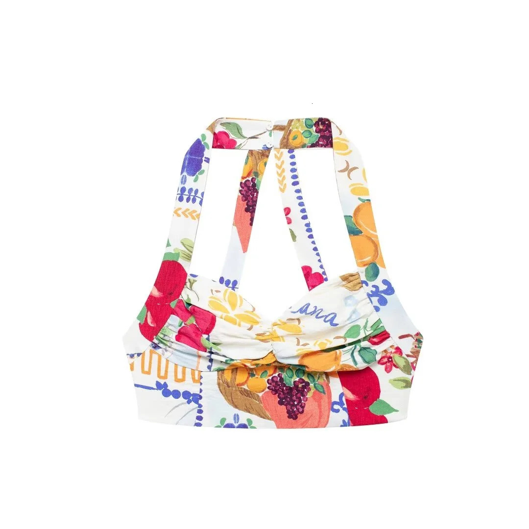 Summer Womens Clothing European And American Style Fashionable Sweet Patchwork Printed Top Skirt Set 250709