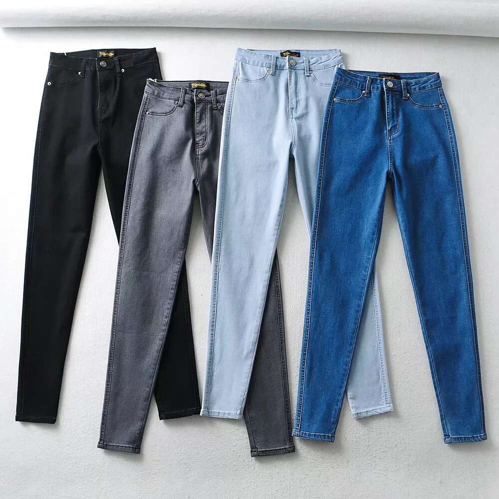 Spring Summer Simple Basic High Waist Stretch Slim Fit Skinny Jeans For Women Thin Tight Hip Lift Pencil Pants B5
