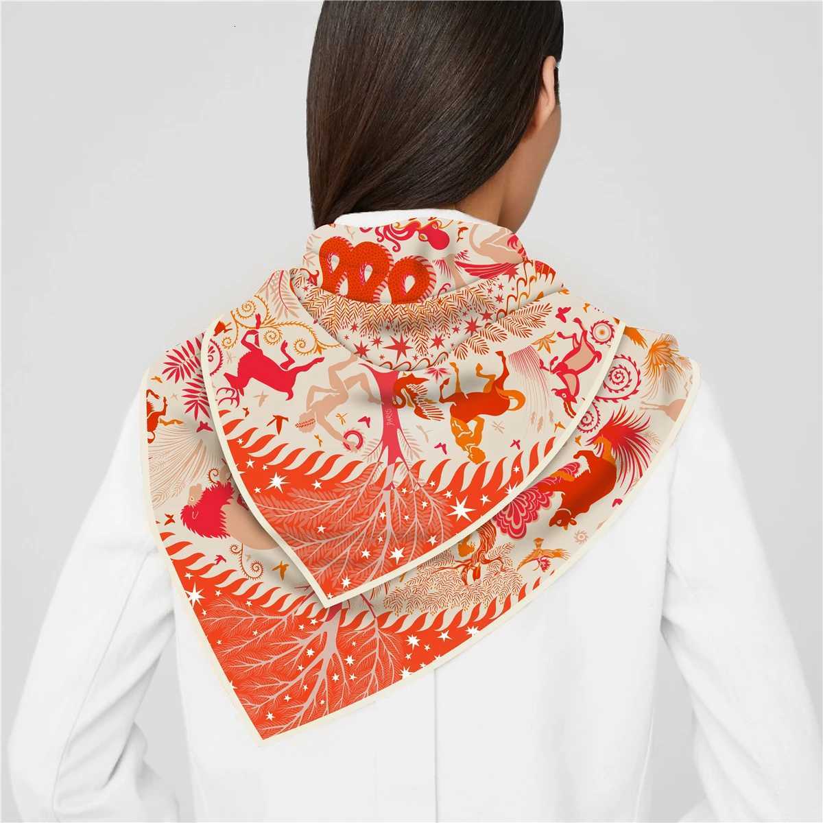 90cm Animal Horse Twill Silk Scarf Fashion Shawl Luxury Brand Square Scarf Women Hijab Bandana Foulard Neckerchief Head Scarves M250709