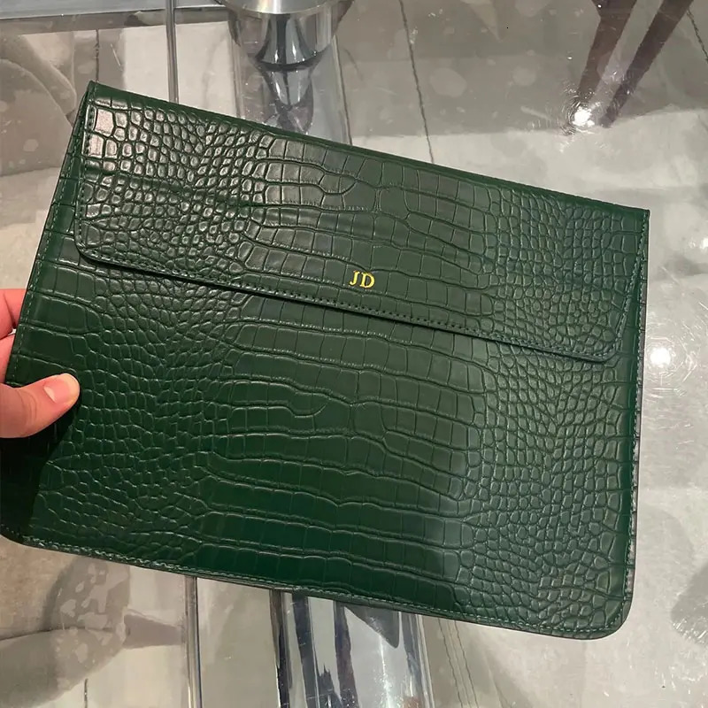 Monogrammed Customized Initial Smooth Leatehr Laptop Sleeve Case for Air 13-inch pro Retina 15-inch Notebook Stand Cover250702