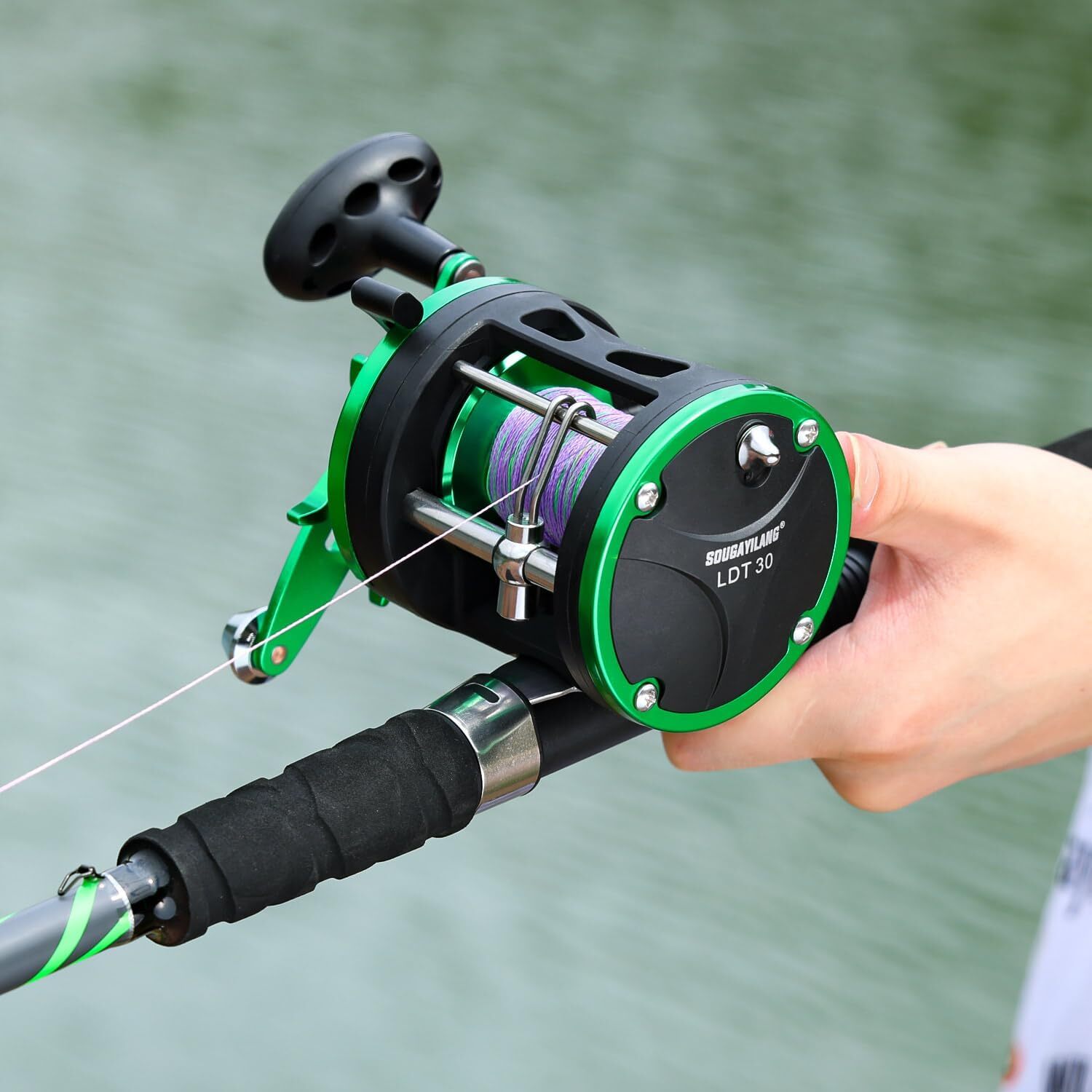 Sougayilang Round Baitcasting Reel, Perfect Traditional Reel Wind Horizontal Brake System, Suitable for Catfish with Drag Power of 25 lbs (Approximate