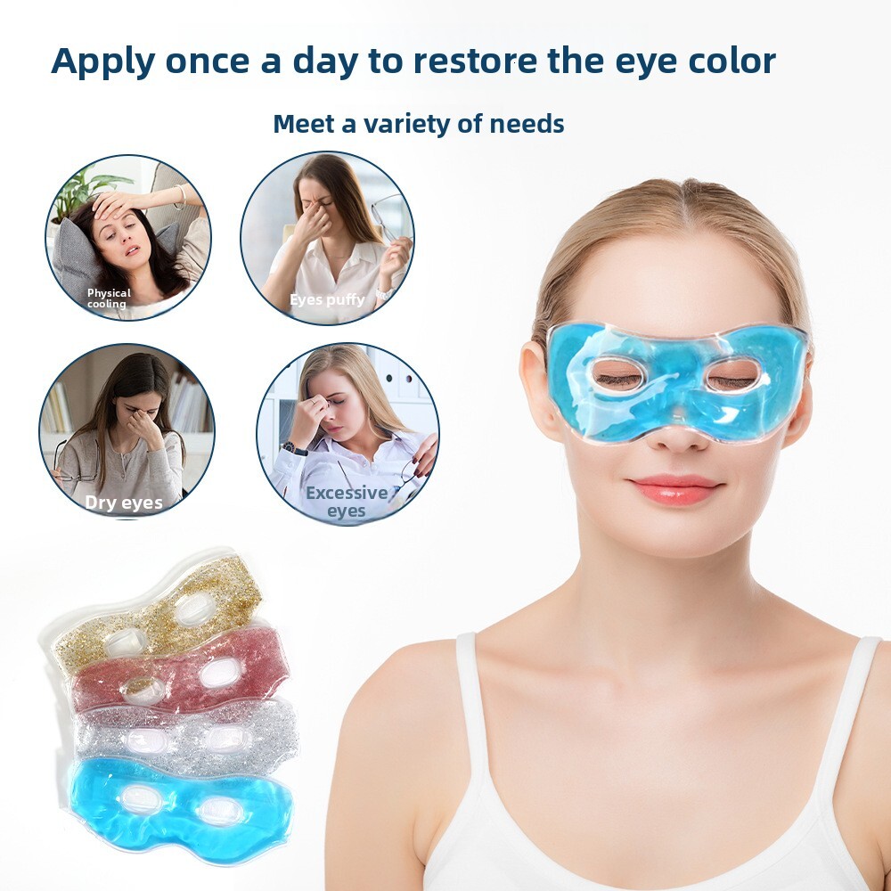 Summer Soft Gel Patch Physical Soothing Sleep Cooling Light Blocking Large Double Hole Eye Mask