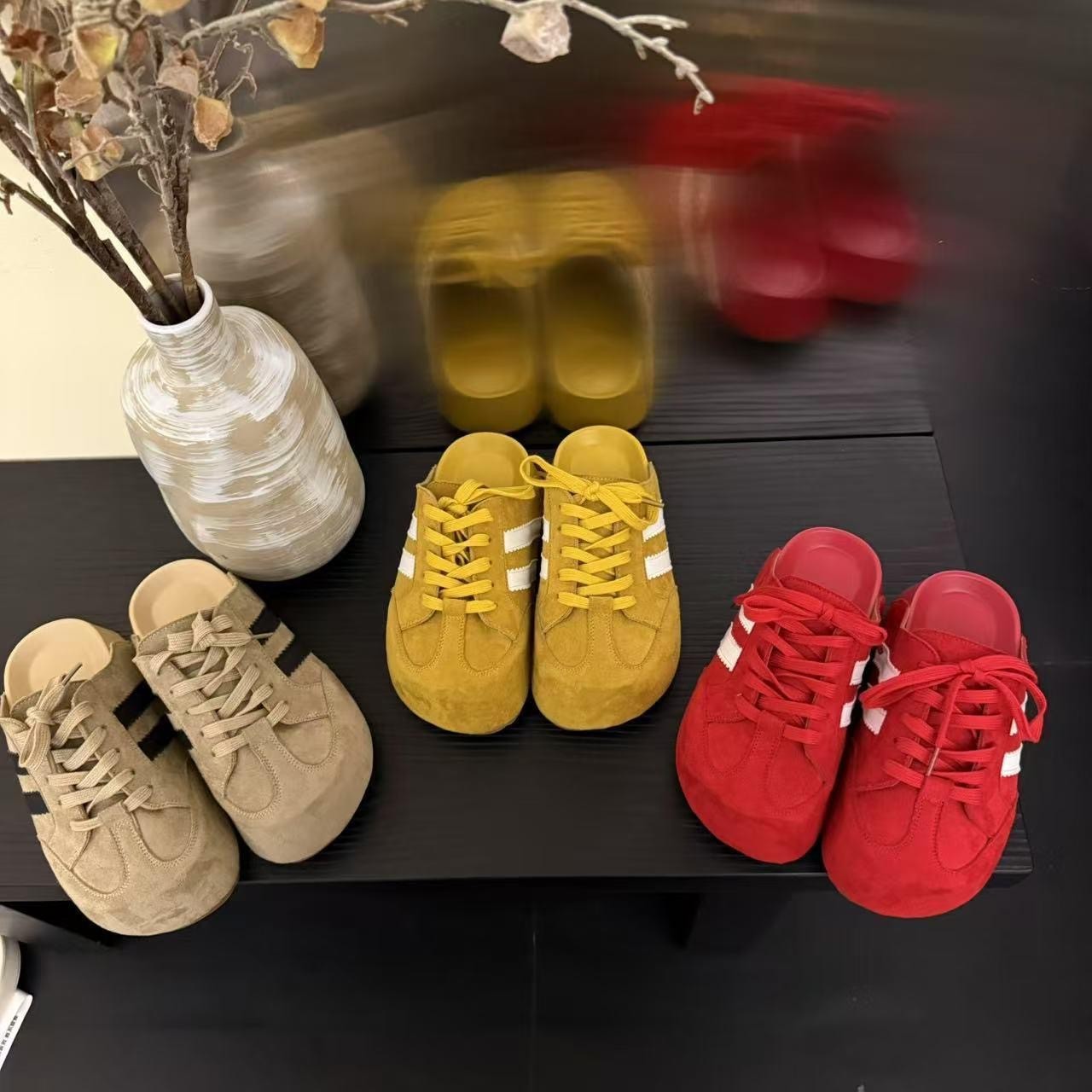 Free shipping slippers Thick soled Designer slipper height increasing lace up foot pedaling shoes with toe caps half slippers women outdoor wear hot