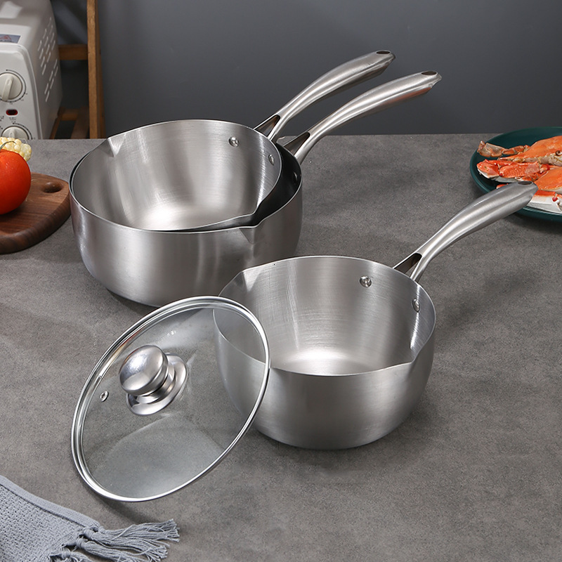 Household Stainless Steel Yukihira Pot Integrated Non-Coating Baby Thickened Food Supplement Milk Pot Instant Noodle Soup Pot