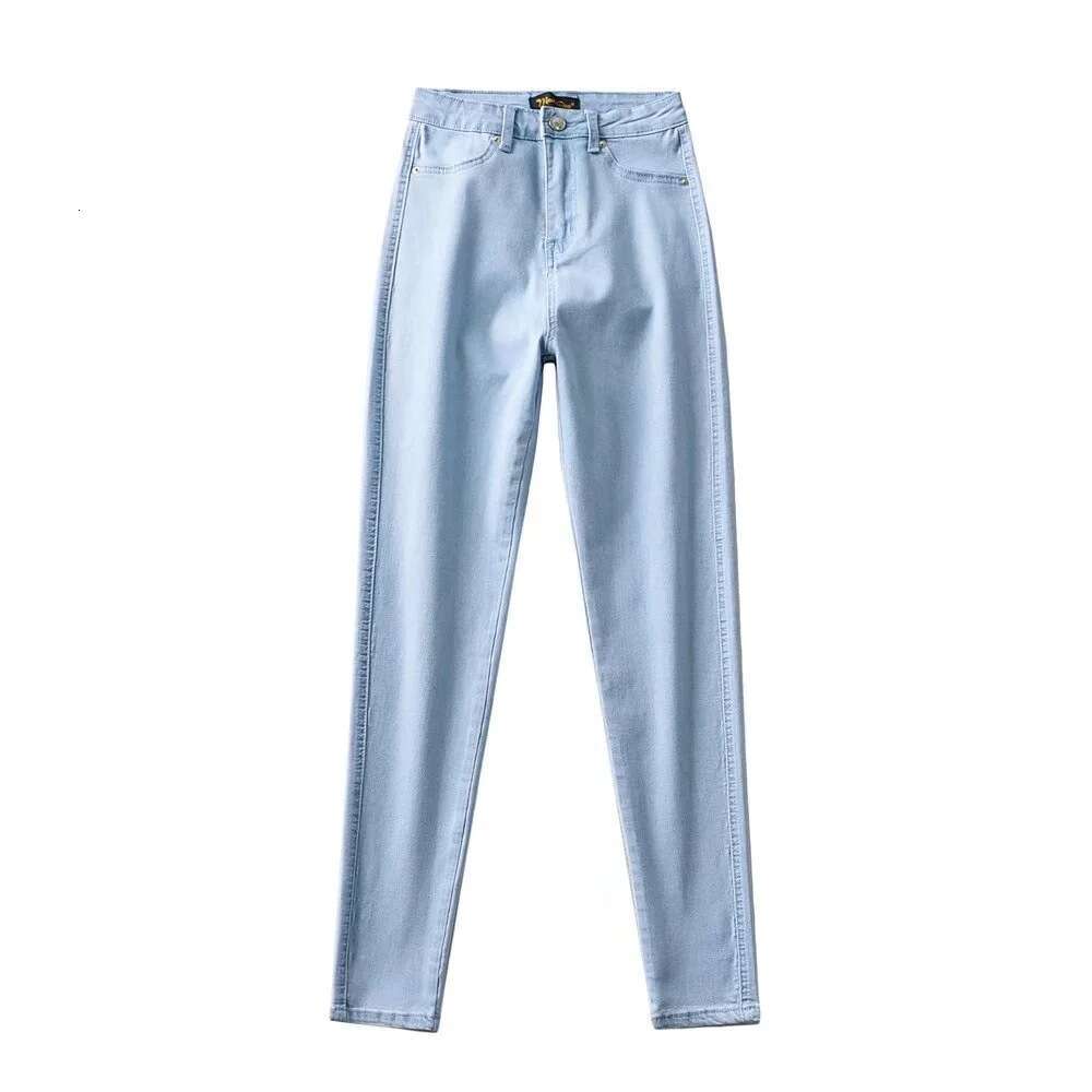 Spring Summer Simple Basic High Waist Stretch Slim Fit Skinny Jeans For Women Thin Tight Hip Lift Pencil Pants B5