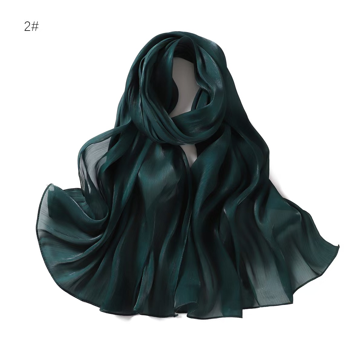 T1173 solid color thin silk scarf scarf wrinkled satin scarf women's headband long scarf sunscreen shawl