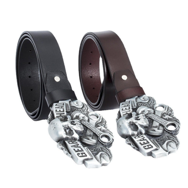 Connecting leather smooth buckle leather belt link iron splint buckle whole cowhide belt accessories punk rock bondage pants belt