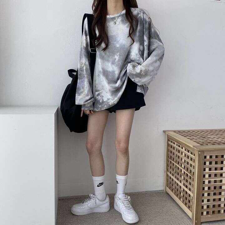 Imitation Cotton T-Shirt Women's Long Sleeve New Loose Plus Size Spring Autumn Student Sweatshirt B5