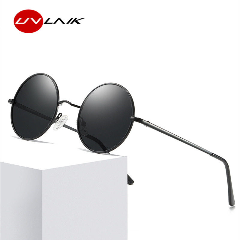 UVLAIK Vintage Polarized Sunglasses Women Men Classic Retro Small Round John Lennon Glasses Brand Driving Metal Eyeglasses
