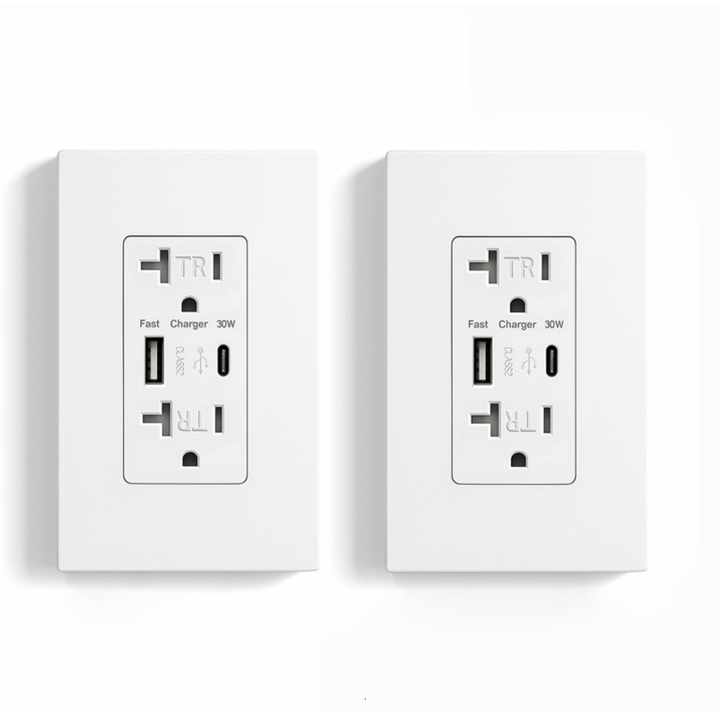 USB Wall Outlet with 30W Fast Charging, Type-C & Type-A Dual Ports USB Outlets, Tamper-Resistant USB Receptacle, 20A ETL Order inquiry back office