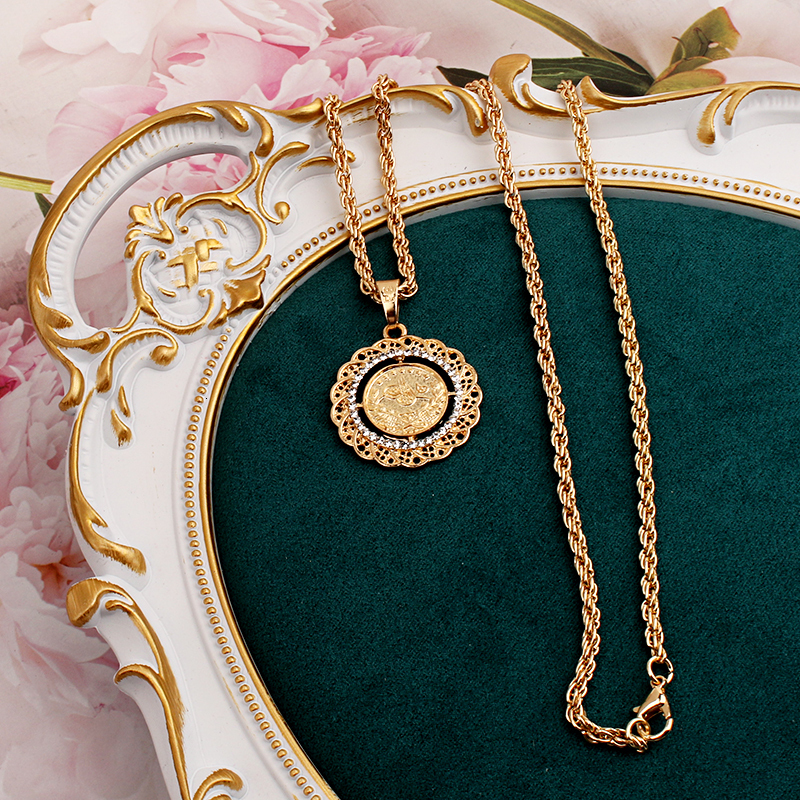 Turkish Fashion Pendant Necklace Slid Chain Luxury Gold Plated Necklace for Women