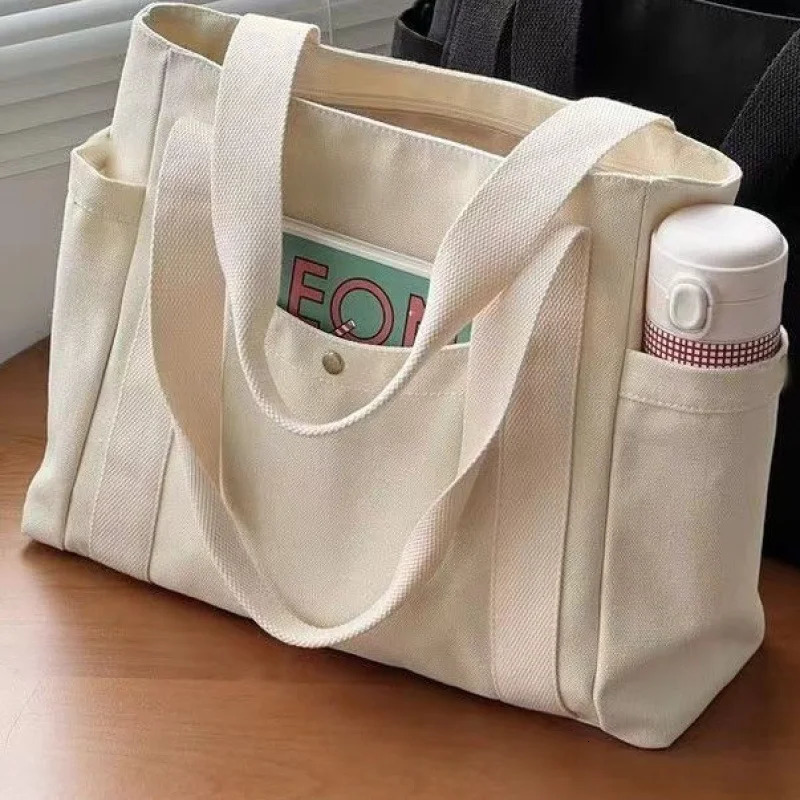 Large Capacity Canvas Solid Letter Tote Bag Versatile Handbag for Commuter Work Student Class Underarm Womens Bag shopping bag 250630