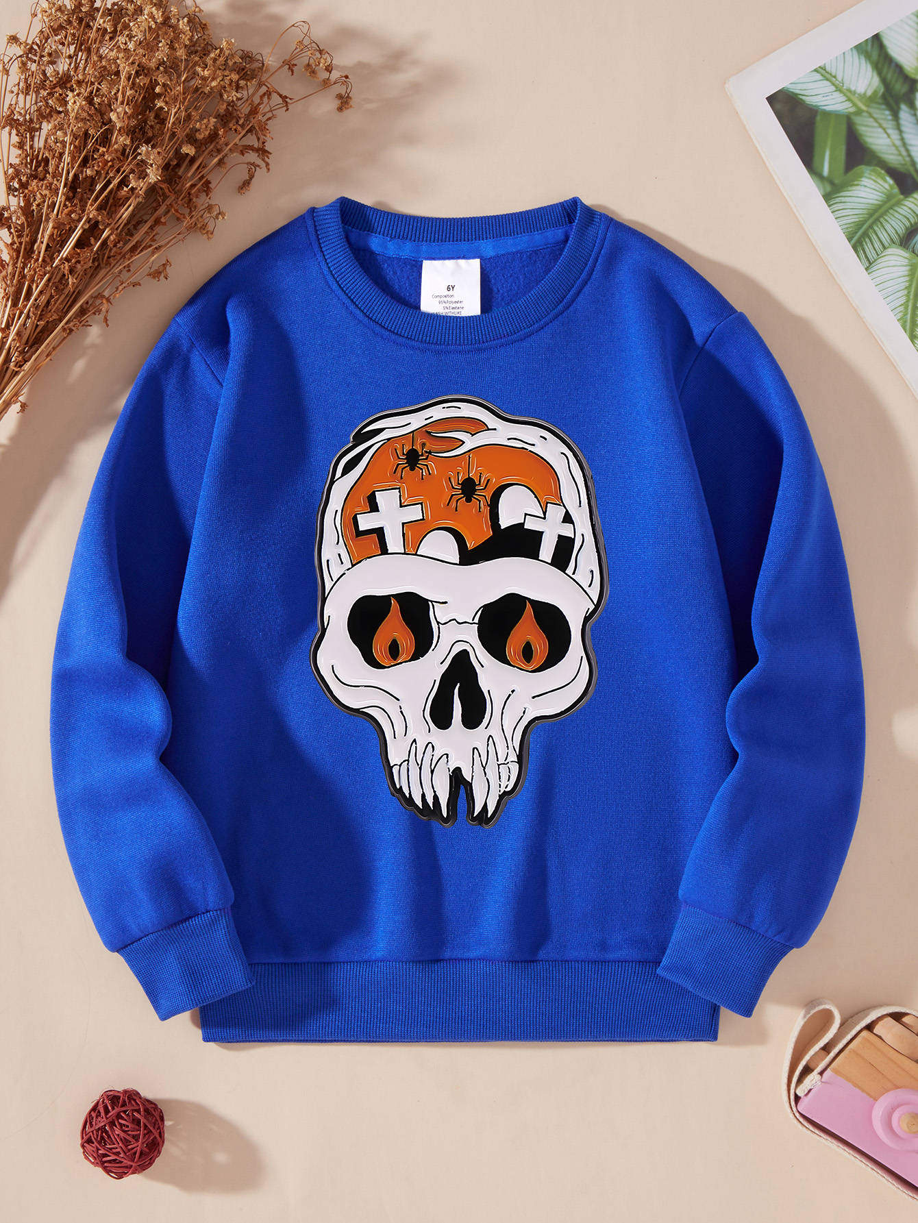 Cotton sweater women 2025 new blue spring and autumn American letter cartoon pattern women's fashion high street hoodless casual coat
