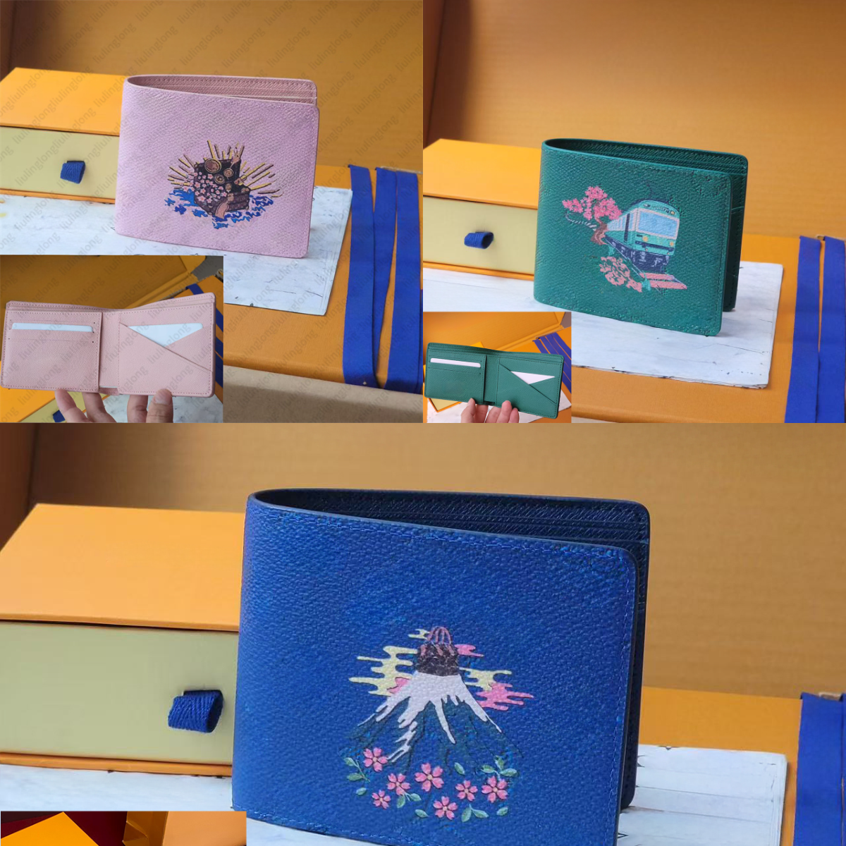 slender wallet pocket organizer designer wallet men women flower card holder high quality luxury bags key pouch fashion card holder money clip coin pouch