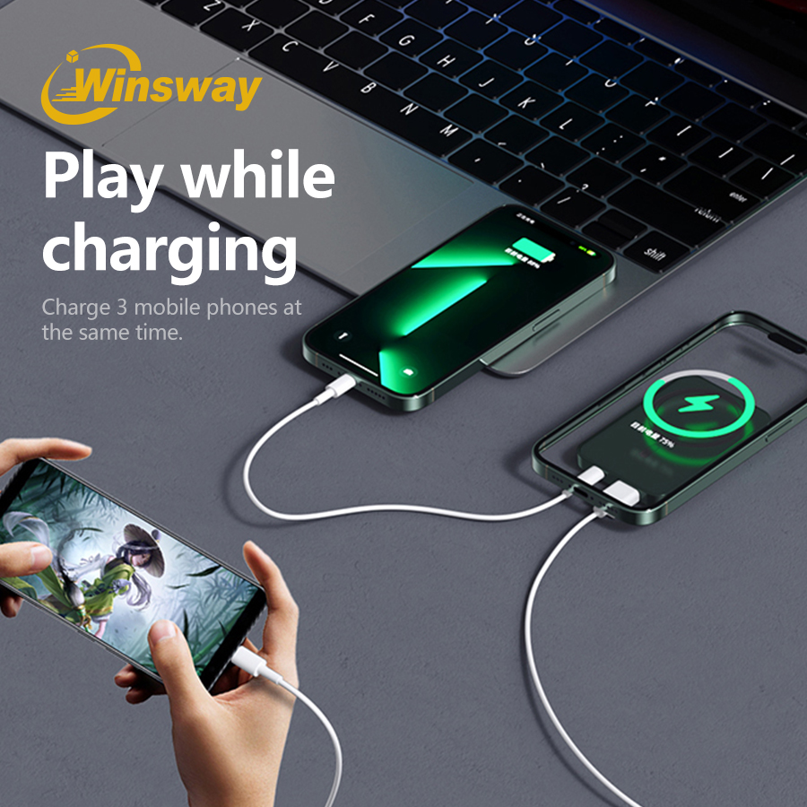 Winsway 5000mAh Magnetic Power Bank LED Power Display Wireless Fast Charger Simultaneously Charge 2 Devices for iPhone Portable Auxiliary Battery Pack