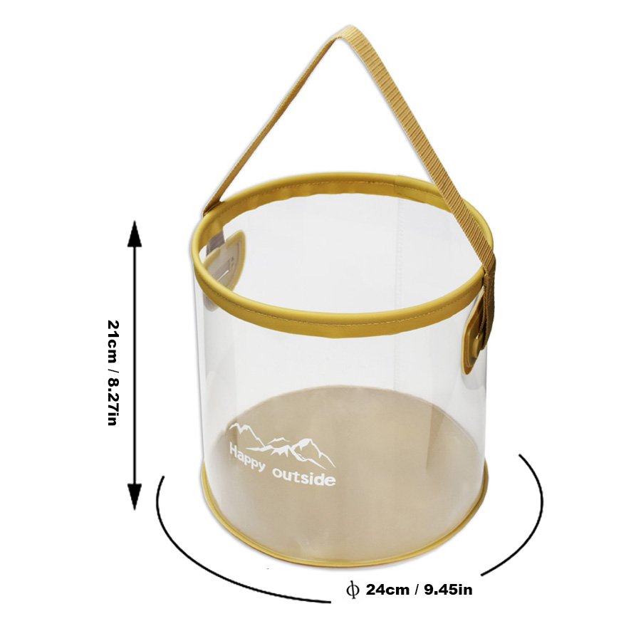 9-10L Collapsible Water Bucket, Foldable Camp Sink, Portable Wash Basin for RV Kitchen, Garden Watering, Beach Toy Storage & Emergency Supply (Transpa
