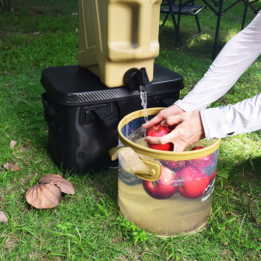 9-10L Collapsible Water Bucket, Foldable Camp Sink, Portable Wash Basin for RV Kitchen, Garden Watering, Beach Toy Storage & Emergency Supply (Transpa