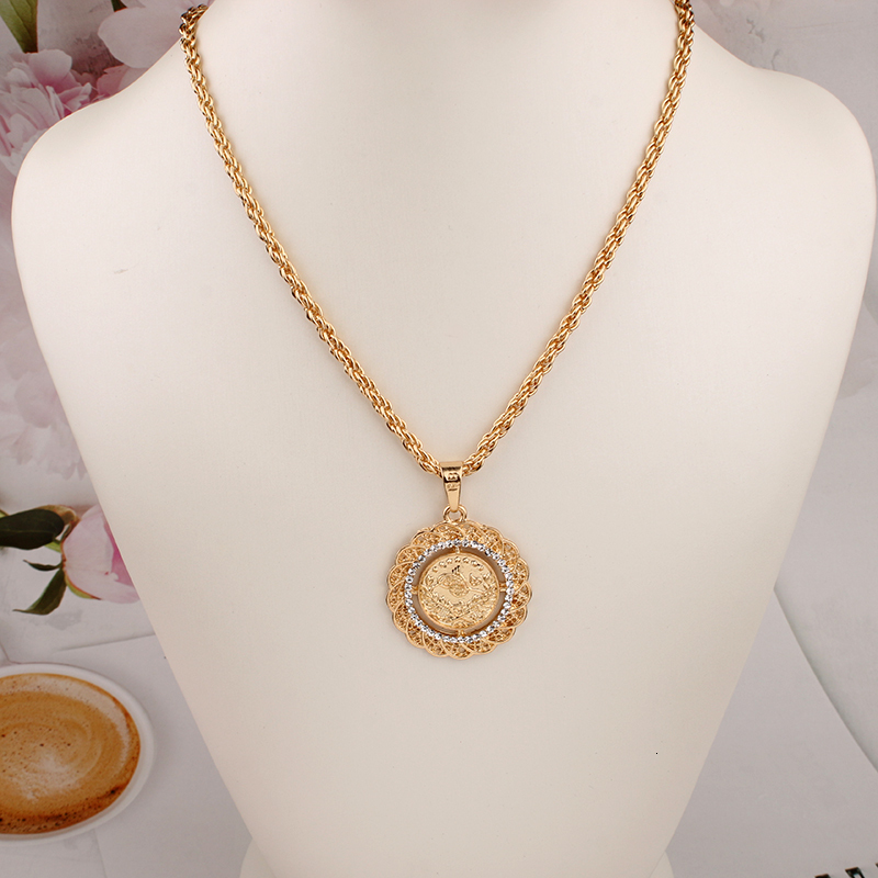 Turkish Fashion Pendant Necklace Slid Chain Luxury Gold Plated Necklace for Women