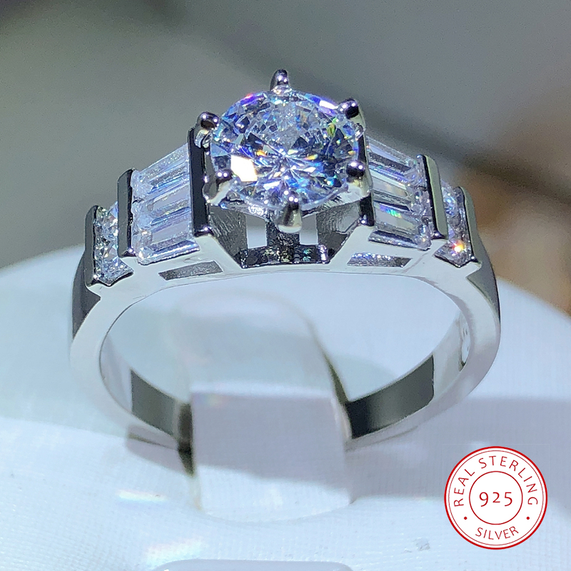 925 Anelli Di Fidanzamento Per Matrimoni In Argento In Argento In Pietra Bianca…