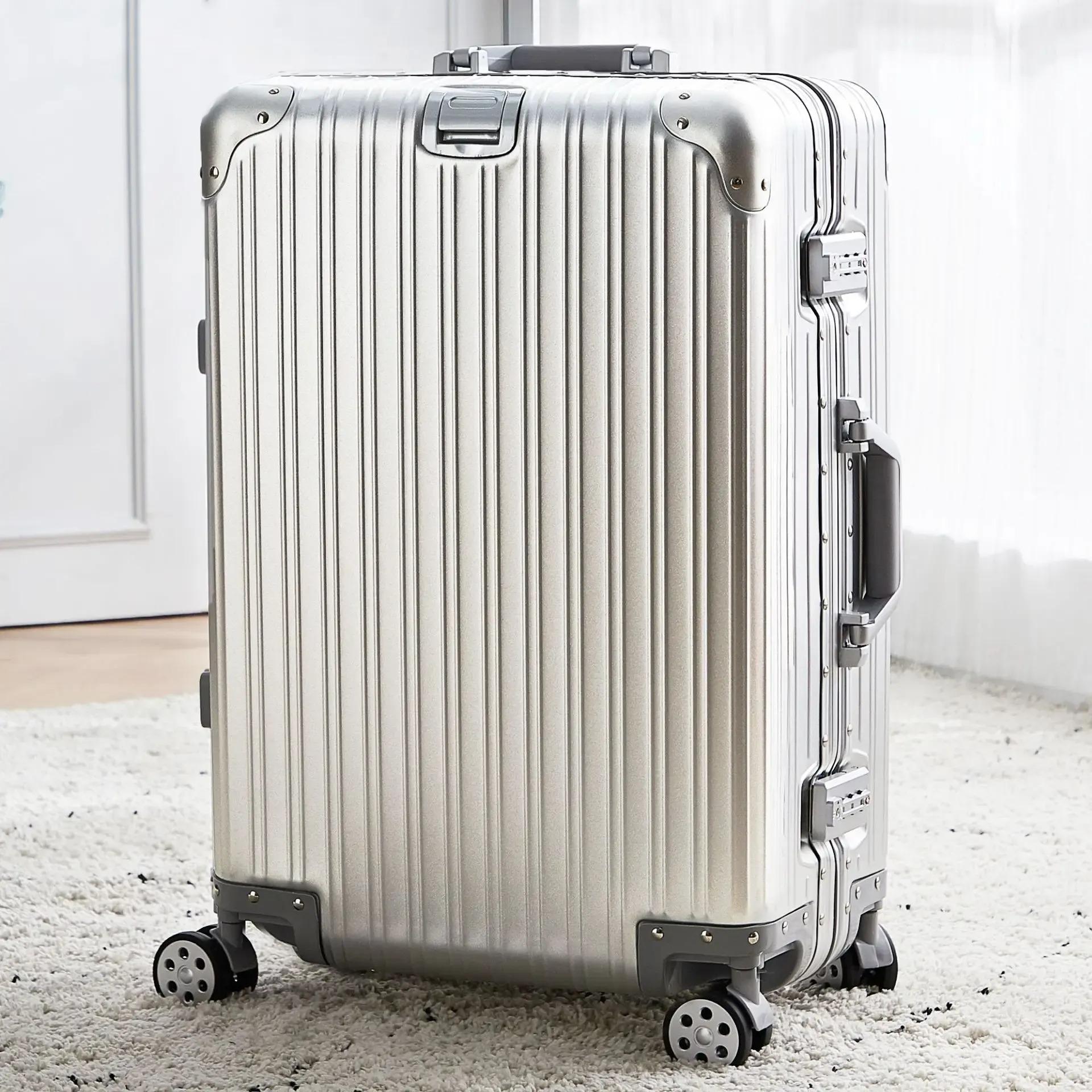 Suitcases New German all-aluminum luggage men's pull rod suit metal business 20 boarding alloy travel female 24 combination box
