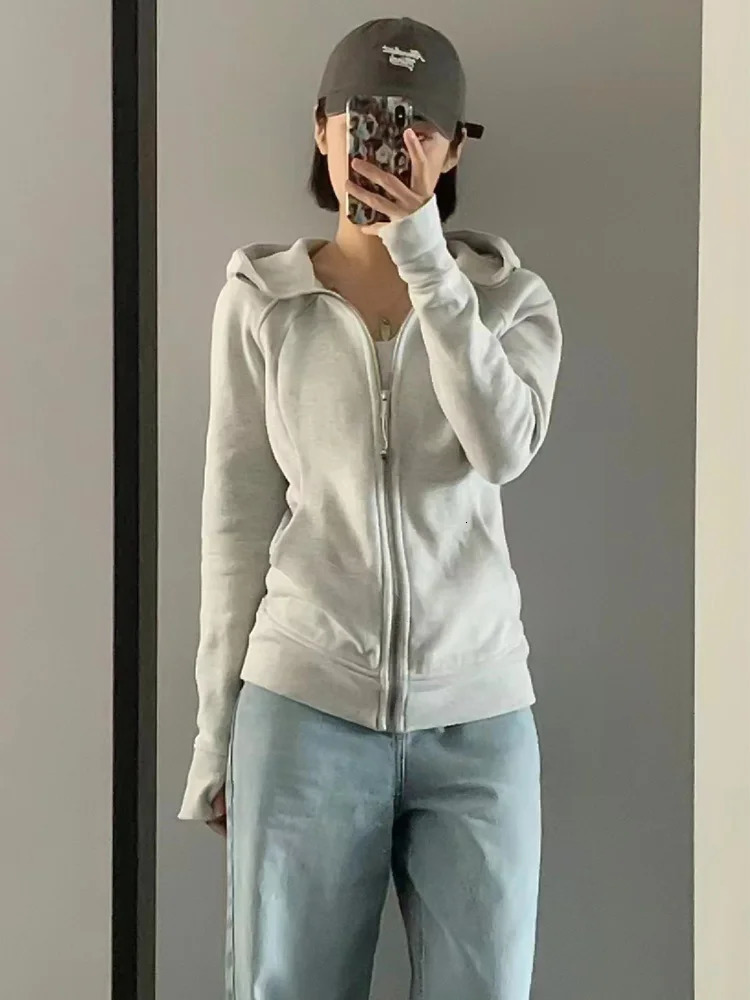 Light Ey Hoodie Womens Spring Autumn School Return Casual Sports Zipper Open Cardigan Jacket Korean Style Long Sleeve 250709